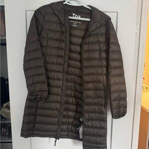 TNA Dark Brown Hooded Puffer Coat